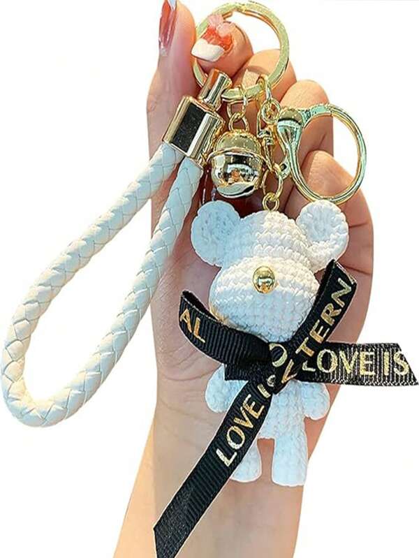 1 peça chaveiro de resina com borboleta e urso, presente de casal adequado para mulheres, pingente de bolsa (multicolorido)