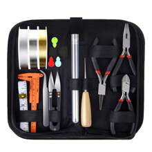 1 set Kit de inicio de joyería dorada y plateada que incluye pendientes, colgantes, accesorios, cuentas, alicates y herramientas de reparación de joyería, apto para adultos y principiantes