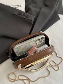 2025 New Women's Metal Decor Personalized Design Shoulder Crossbody Bag - Brown - View 6