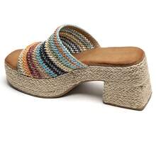 Mules à talon bloc avec plateforme tressée et large bride texturée - 彩色 - 查看 3