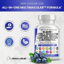Eye Vitamins With Bilberry Lutein And Zeaxanthin Supplements Lycopene 40mg Resveratrol Grape Seed Astaxanthin For Eyes - Eye Care Health Support Eye Vitamin And Mineral Supplement - 1 - 查看 5