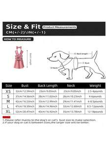1 pieza Vestido/Arnés de perro o gato de pana rosa, adecuado para primavera/verano - Rosa - Ver 7