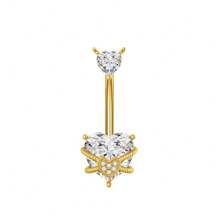 1pc Thick 0.03μ White Gold Plated Copper Zirconia Heart Shaped Stylish Sexy Belly Button Ring