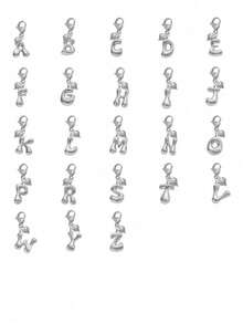 1pc Silver Bubble Letter Cute Necklace Pendant, Bag Charm - Includes Shiny Crystal Pendant & Gold Heart Pendant, Letters A-Z, Alloy Bag/Backpack Hanging Decoration - Perfect Gift For Birthday & Special Occasions, Keychain, Wallet & Purse Accessory For Women & Girls. Birthday, Valentine's Day, Mother's Day Gift. - Silver - View 2