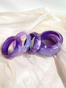 1 pieza Pulsera gruesa asimétrica morada, con volantes deslumbrantes y sensuales, adecuada para mujeres, accesorio ideal para ocasiones de fiesta