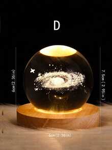 1 pièce Boule de cristal lumineuse en verre, lampe de chevet à lumière douce représentant la nébuleuse de Saturne et la lune. Projecteur de boule de cristal lumineuse, lampe d'ambiance créative. Le motif gravé au laser peut varier. - Multicolore - Voir 6
