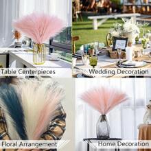 3 pièces/12 pièces Décoration de pampas rose, décoration de salon, pampas artificiels rose pâle faux petits et moelleux boho, décoration de mariage et de fête, remplissage de vase, décoration d'automne