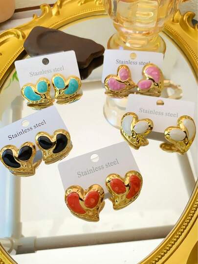 5/ 经典款式 2025 新款心形多色时尚耳钉套装母亲节礼物送给朋友