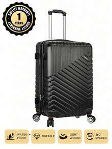 20-Inch Suitcase Carry-On Luggage, ABS Material, Expandable Design, Large Capacity, Multi-Color Options, Quality Assured, Waterproof, Scratch-Resistant, Silent Wheels, Password Lock, 1-Year Warranty, Suitable For Budget Airlines - Hitam - View 2
