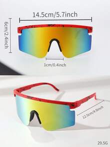 1 件涂鸦平顶超大眼镜，户外运动骑行一体式镜片护目镜，几何设计女式未来感银色，镂空透气聚碳酸酯防碎镜片，夏季全覆盖骑行运动眼镜。附赠眼镜绳、清洁布、便携式挂钩和拉链眼镜盒。 - 彩色 - 查看 5