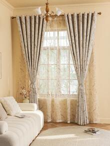 1 pannello di tende oscuranti moderne a tema floreale - tende doppie termoisolanti con passante per asta, in tessuto jacquard 100% poliestere con vivace design botanico rosa e verde, per soggiorno, camera da letto, ufficio - tessuto anti-luce e risparmio energetico - Multicolore - Visualizzare 5