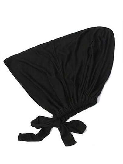 1pc Women's Solid Color Soft Elastic Drawstring Hooded Scarf, Multi Color, Adjustable Hair Sleep Cap Sleep Bonnet