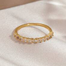 4 piezas de Anillos elegantes chapados en oro con grandes zirconias cúbicas brillantes, joyería graciosa para compromiso, boda, fiesta, regalo del Día de San Valentín