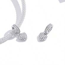 WOSTU 1PC 925 Sterling Silver Heart Bead Cat Bead Charm Pendant Fit Original Necklace Bracelet DIY Jewelry Accessories