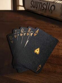 Jeu de cartes de jeu imperméable noir et doré - Jeu de poker en plastique durable pour les jeux de table