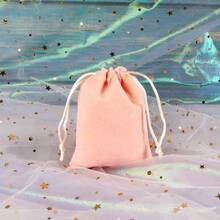 25/50pcs Velvet Bags, Drawstring Bags, Jewelry Bags, Jewelry Packaging Bags, Power Banks, Small Cloth Bags - Champagne - View 2