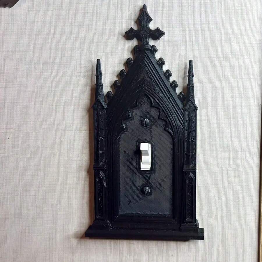 1pc Victoria Building Castle Relief Switch Panel Cover, Material, Gothic Style Decor Accessory