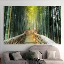 Framed Bamboo Fairy Tale Forest, Undiscovered Japanese Evergreen Poster, Canvas Art Picture Printing, Modern Living Room, Family Bedroom, Kitchen, Bathroom, Wall Artist - Framed - View 1
