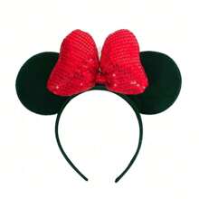 Disney 1PC Disney Minnie Mouse Ear Headband With Red Bow - Adorable Anime Theme Hair Accessory, Nylon, Hand Washable - Suitable For Theme Parks, Holiday Gifts, Party Decorations, Cosplay Headbands | Anime Themed Accessories | Polyester & Spandex, Headband
