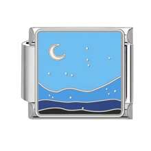 1 pieza Módulo para ensamblar pulsera con Charm de acero inoxidable de la serie del océano, con paisaje de resort de playa