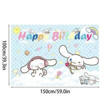 Telón de fondo decorativo de Sanrio, tela con tema de dibujos animados lindos - Hello Kitty, My Melody, Kuromi, Cinnamoroll, Pochacco, adecuado para fiestas, fotografía, interior/exterior, decoración del hogar