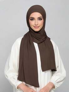 1 buah Jilbab Muslim Instan Bahan Lembut, Bernapas, dan Anti-Pilling, Cocok untuk Sepanjang Tahun dan Pemakaian Sehari-hari - cokelat - View 3