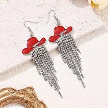 一对水钻流苏牛仔帽耳环 - 牛仔流蘇耳環 - 查看 5