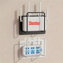 2 Stück moderner Gusseisen Wandhalterung ohne Bohrung. Box Halter, WLAN Regal, WLAN Wandhalterung für Set-Top Box, breite flache Plattform Kabelbox Halter, einfache Installation Mehrfachsteckdose und Modemhalterung, Routeraufbewahrungsbox, WLAN Halterung, Wandhalterung für Set-Top Box