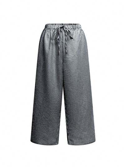 2026 Spring/Summer Plus Size Plaid Wide Leg Pants, Women's Bohemian Style Beach Pants | Ibiza Music Festival Costume, Valentine's Day Outfit, Derby Day Style, Beach Dress