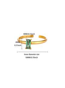 1 pièce Bague de pierre de naissance en zircone pour femme, en acier inoxydable couleur or, bague ajustable minimaliste, cadeau de bijouterie pour Noël et anniversaire
