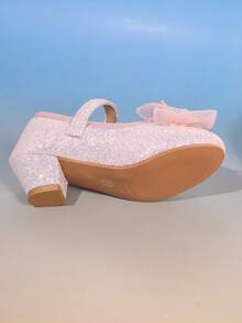 A Pair Of Cute 2025 New Children's High-Heeled Shoes, Bow Princess Shoes, And Dance Shoes Suitable For Balls - Baby Pink - View 6