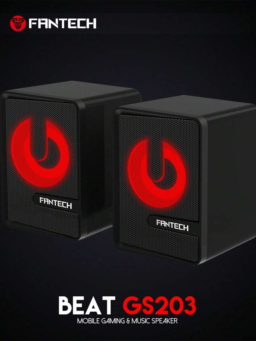 FANTECH 2.1声道电脑音箱带低音炮，迷你桌面音箱带RGB灯光，USB供电立体声音箱带3.5mm音频线，适用于显示器/笔记本电脑/平板电脑，1套（2个音箱）
