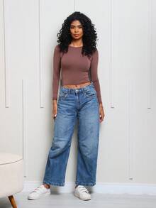 Moderna & Slim Women's Long Sleeve Blouse - Tight Compression Mid-Season - Long Sleeve Blouse - Various Colors - Rust Brown - View 3