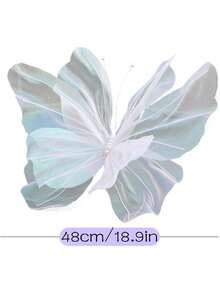 3 件巨型人造蝴蝶，18.9 英寸大型丝线蝴蝶，用于婚礼装饰，DIY 装饰性假蝴蝶工艺品，逼真的蝴蝶摄影道具，用于婚礼生日派对装饰夏季礼物海滩返校学校用品房间装饰 - 白色 - 查看 4