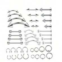 8/16/32 Pcs Stainless Steel Septum Nose Rings Set - Stainless Steel Lip Stud Set-Women Men's Body Piercing Jewelry Gift Stainless Steel Piercing Jewelry Set Lip Studs Tongue Studs Ear Studs Nose Studs Nipple Rings Tongue Rings Stainless Steel 14G 16G Straight Bar Curved Bar Bell Piercing Jewelry
