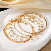 4 Piece/Boho-Butterfly Pendant Inlaid With Artificial Zirconia Ankle Bracelet,Jewelry Women,Gold Jewelry,Daily, Wedding, Party, Gift