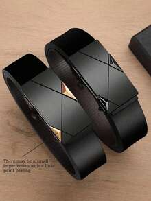 1pc Men's Business Alloy Automatic Buckle Belt, Fashion Luxury Jeans Waist Belt High Quality PU Leather - Multicolor - View 2