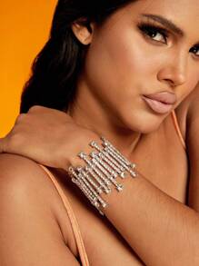 Glamorous Artificial Crystal Decor Bangle For Women For Party