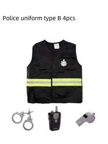 Set di costumi per bambini con molti pezzi, come gilet da polizia, gilet da pompiere, cappello, zaino, accessori, adatto per il gioco di ruolo, gioco in casa, sia interno che esterno, regali di Ognissanti e festività, abbigliamento per bambini dai 3 ai 6 anni, costumi da carnevale