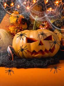 100pcs Halloween Black Simulated Spiders, Realistic Fake Mini Spiders, Scary Long-Legged Plastic Spider Horror Prank Props, Small Spider Accessories, Halloween Haunted House Spider Outdoor Decor, Halloween Indoor Party Decoration, Garden Decor, Yard Decor, Holiday Decor, Cake Decoration