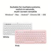 Logitech K380 Wireless Bluetooth Keyboard – Ultra-Slim & Quiet, Portable Design, Multi-Device Pairing, Works With IPad, Laptop, Phone & Tablet - Pink - View 3