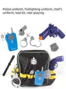 Set di costumi per bambini con molti pezzi, come gilet da polizia, gilet da pompiere, cappello, zaino, accessori, adatto per il gioco di ruolo, gioco in casa, sia interno che esterno, regali di Ognissanti e festività, abbigliamento per bambini dai 3 ai 6 anni, costumi da carnevale