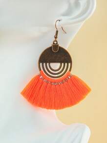 TopHanqi 3pcs/7pcs/12pcs/18pcs Random Bohemian Hollow Vintage Tassel Earrings Set, Multicolor Geometric Fan Shaped Dangle Earrings, Suitable For Daily Wear, Commuting, Party, Date, Gift, All Season