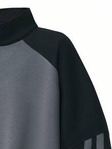 Men's Fashionable Raglan Sleeve Striped Pullover Sweatshirt, Versatile For Outdoor Use In Spring/Autumn