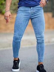 Men's Casual Distressed Slim-Fit Denim Jeans