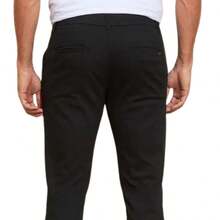 Kit 2 Black And Navy Blue Chino Twill Pants All Regular Fit Pocket Button Zipper - 黑色 - 查看 6