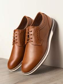 Men's Plain Toe Oxford Shoes Business Formal Derby Dress Sneakers Crossflex GentEdge - màu nâu - Xem 2