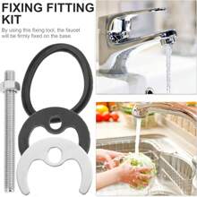 5pcs Stainless Steel Faucet Fixing Hardware Kit - Includes Washers, Locking Nuts, Horseshoe Pieces For Faucet Repair