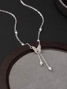 1 pièce Collier pendentif papillon en alliage faux perle stylé, chaîne délicate pour clavicule pour femmes, pour un port casual - Style 1 - Voir 7