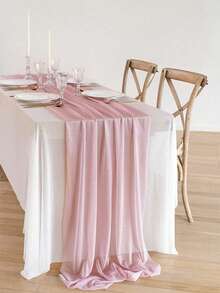 1pc 73"X300" Chiffon Table Runner, Light Blush Chiffon Table Cloth/Scarf, Transparent Weddings Table Linens With Silver Glitter, Suitable For Elegant Wedding, Rustic Bohemian Party, Bridal Shower, Baby Shower, Princess Party, Dessert Table, Bridal Banquet, And More - Multicolor - View 16